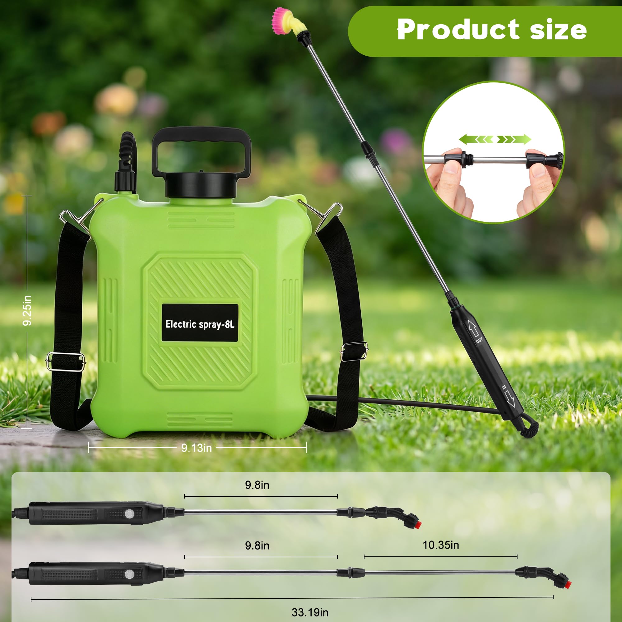 VOROSY sprayer in use watering garden beds for efficient coverage