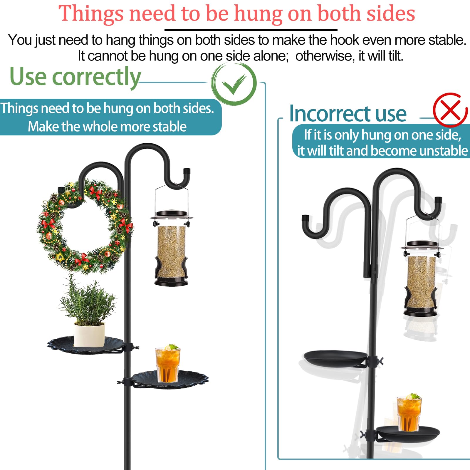 Vorriop hook with hanging bird feeder in garden showing easy feeder hanging and stable placement