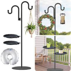 Vorriop shepherd's hook front view showing full 74-inch height and sturdy base for reliable display