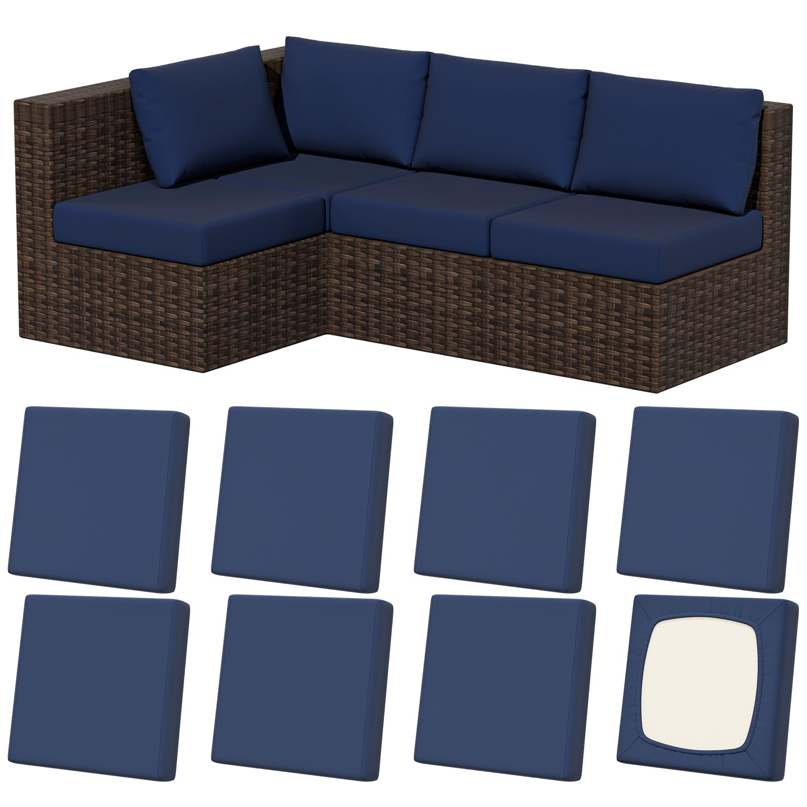vorshape front packaging showing eight cushion covers and neat presentation benefit: easy set replacement