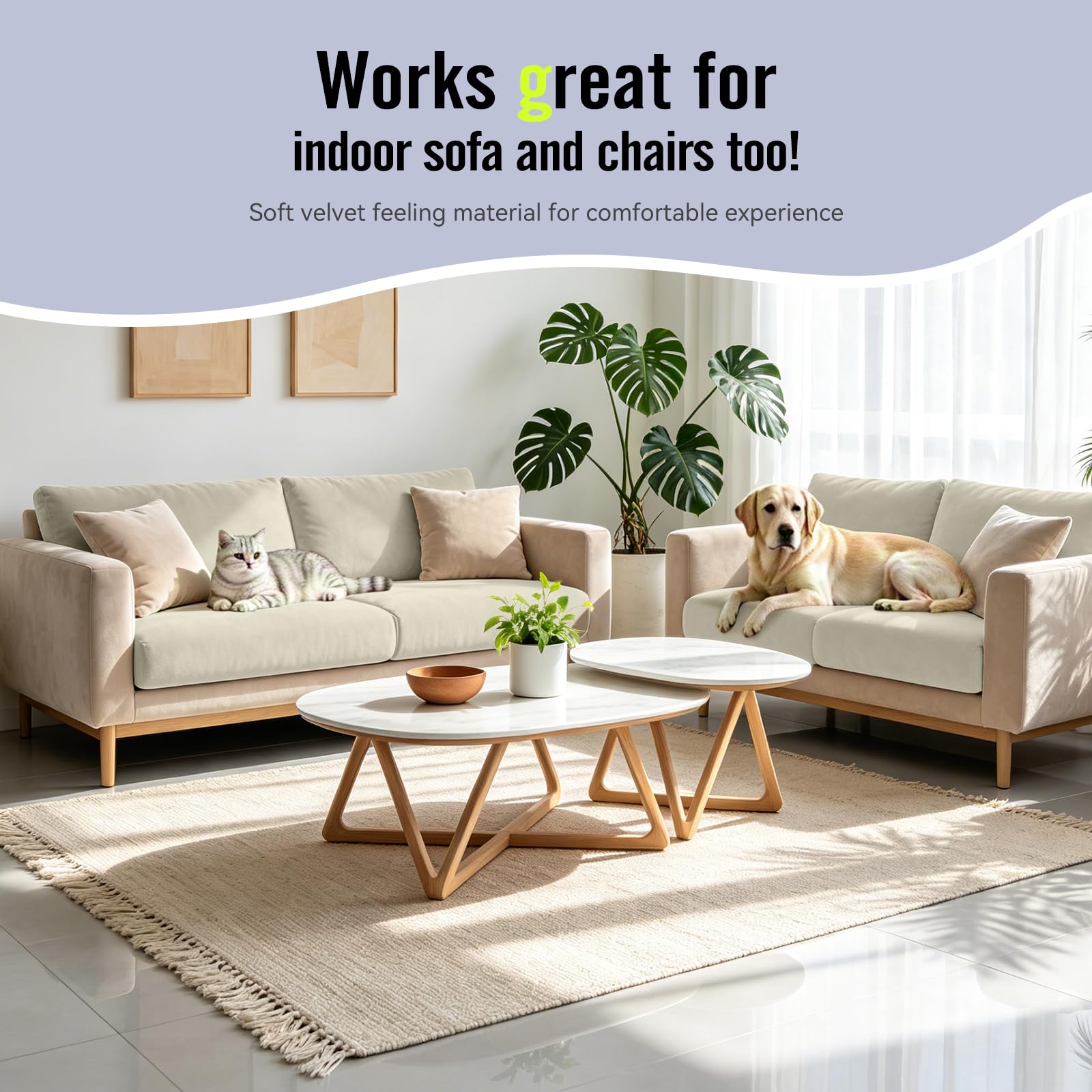 Vorshape neutral covers styled on outdoor terrace to complement varied decor