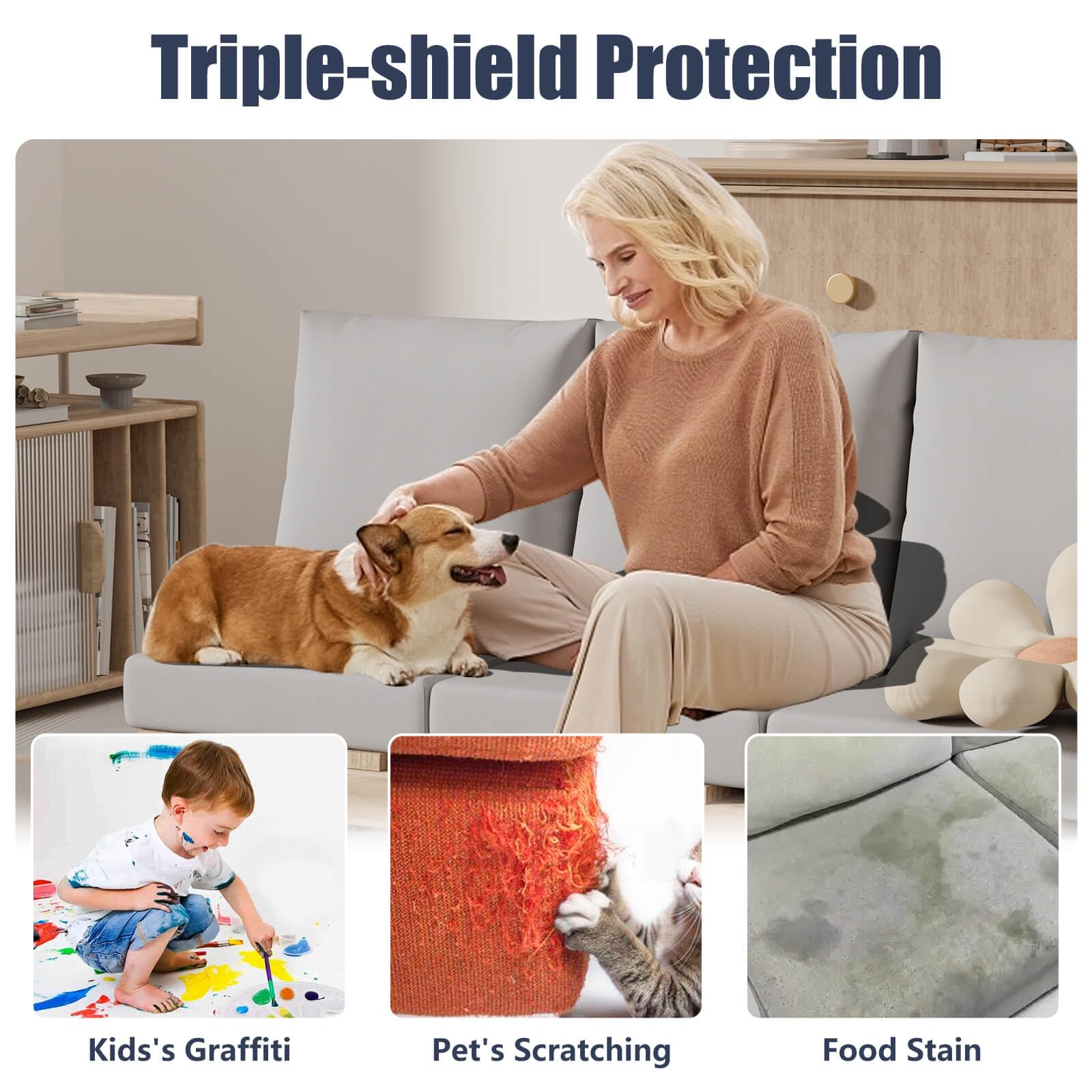 vorshape pet and child proof demo showing stain resistance