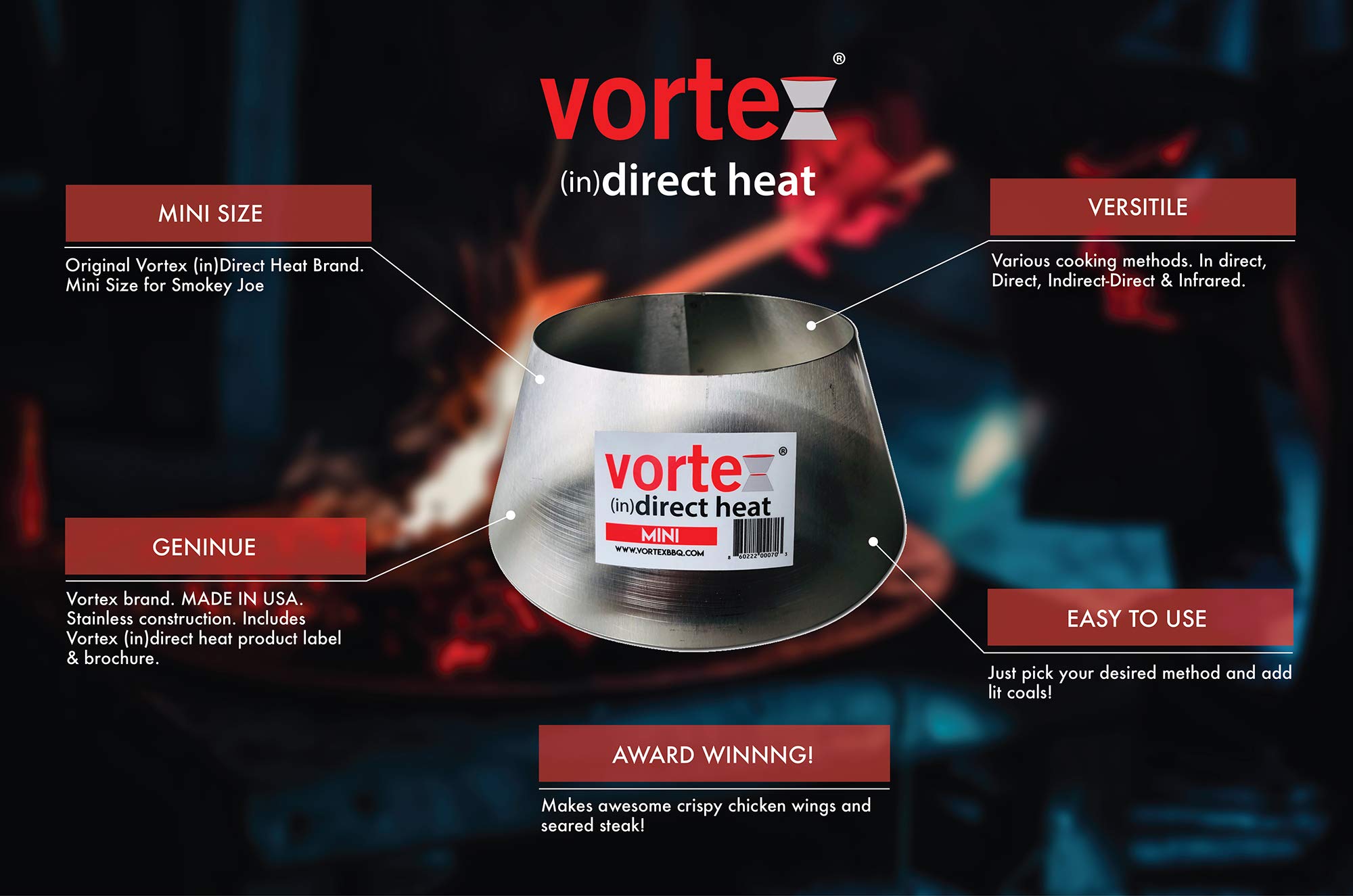 VORTEX stainless steel close-up showing durable corrosion resistance