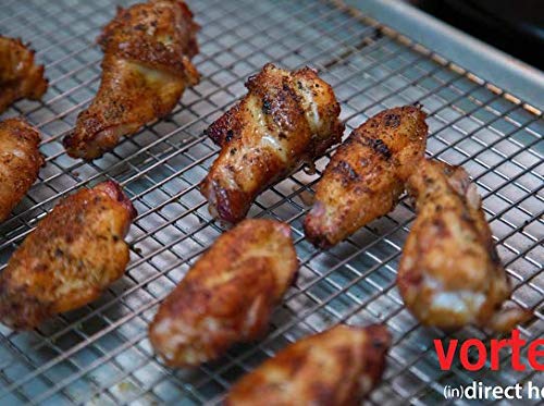 VORTEX with wings on the grate showing crispy results and consistent browning