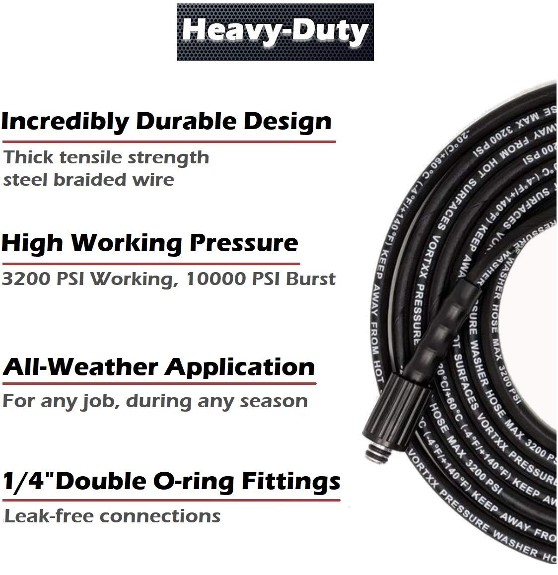 Vortxx hose attached to pressure washer cleaning a car for extended reach