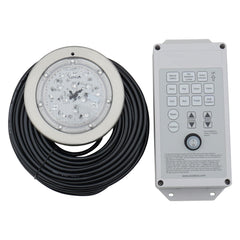 Voswitch Poolexa front view showing compact stainless steel bezel and LED lens, durable finish