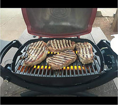 Votenli grates installed inside Weber Q-series grill demonstrating even heat coverage