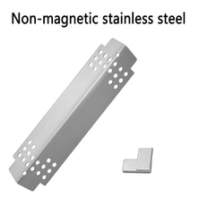 Votenli heat plate close-up showing measurements and rust-resistant stainless steel benefit