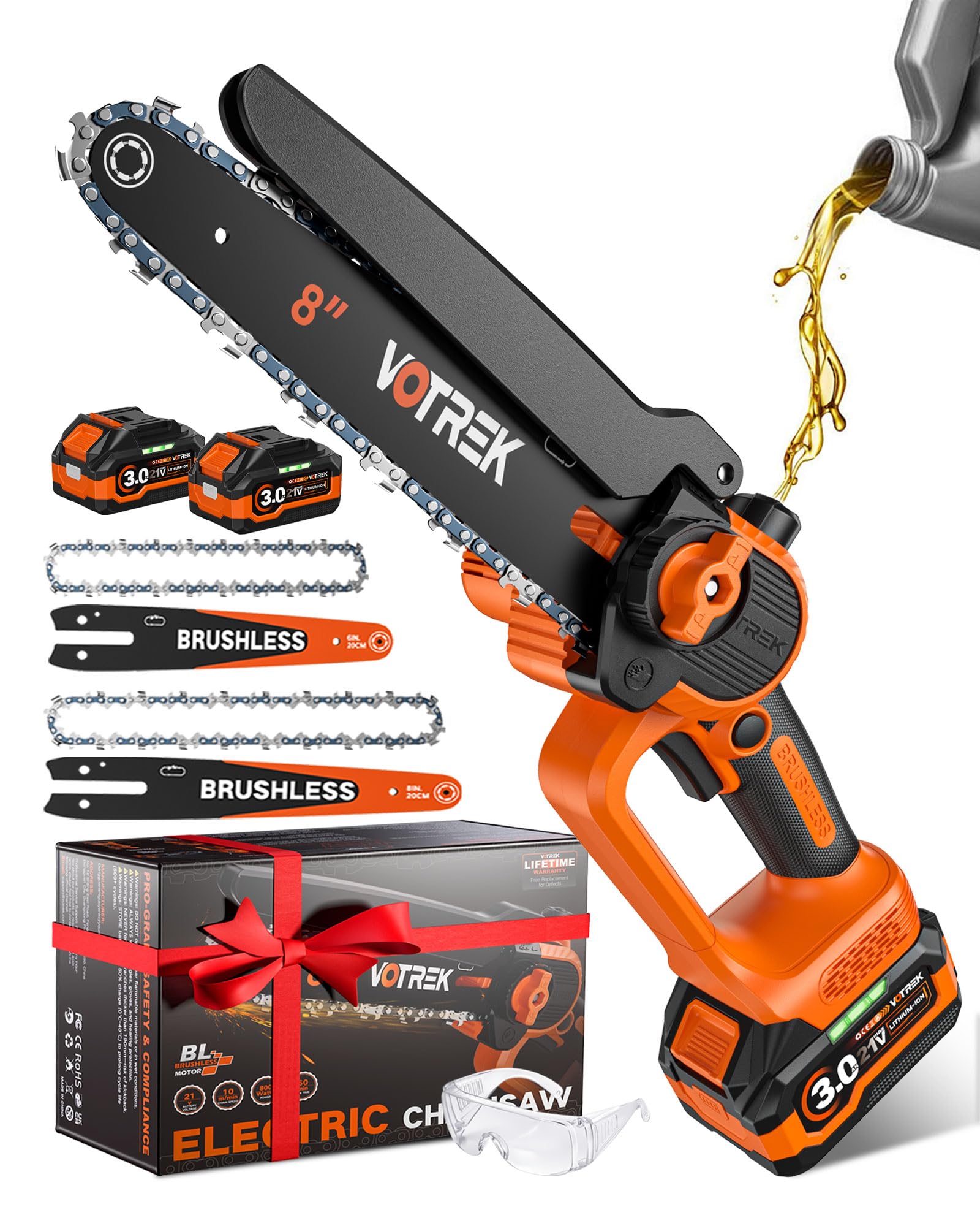 VOTREK front view assembled showing compact cordless saw for easy storage
