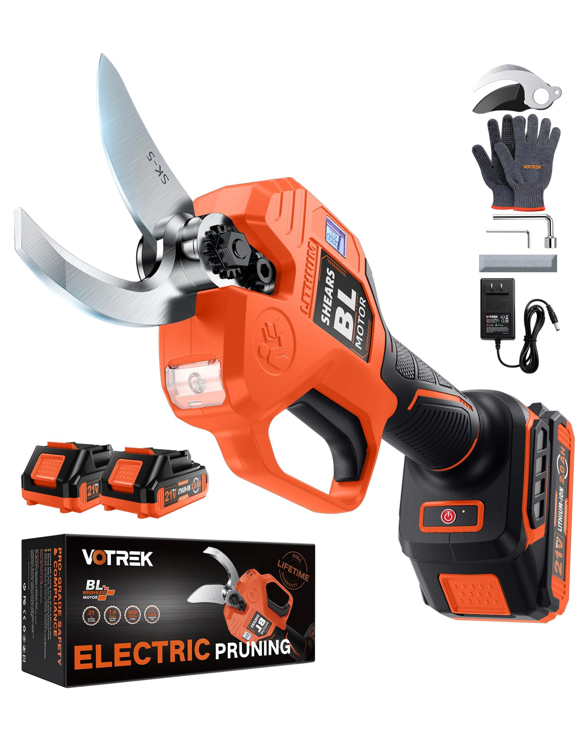 VOTREK front view of pruner showing compact design and fast cutting benefit