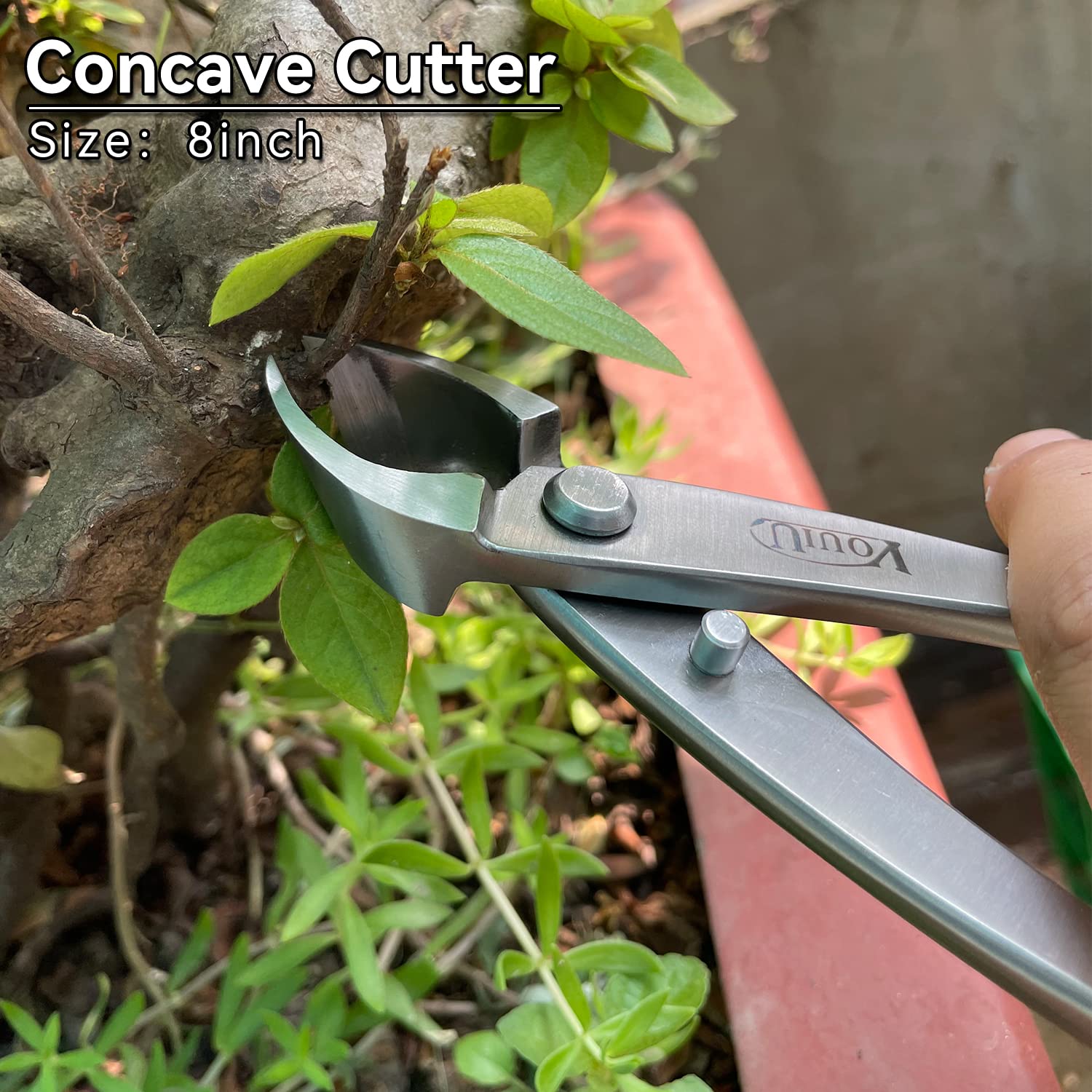VOUIU concave cutter close-up showing sharp edge for clean branch removal