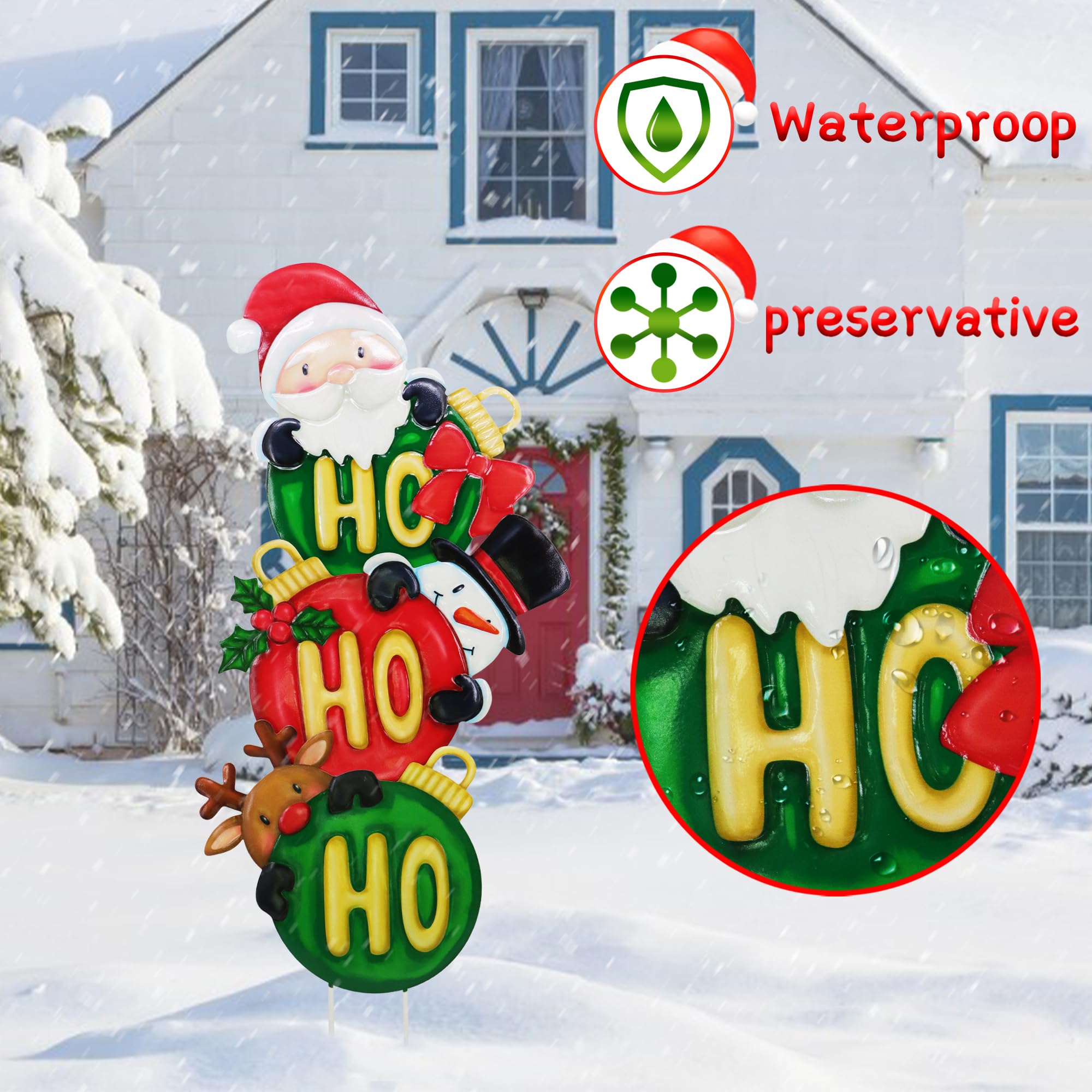 Voumsil stacked arrangement of Santa, reindeer, snowman for coordinated display