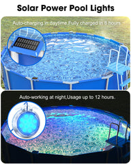 Vovamo solar panel mounted on pool edge with straps showing secure charging