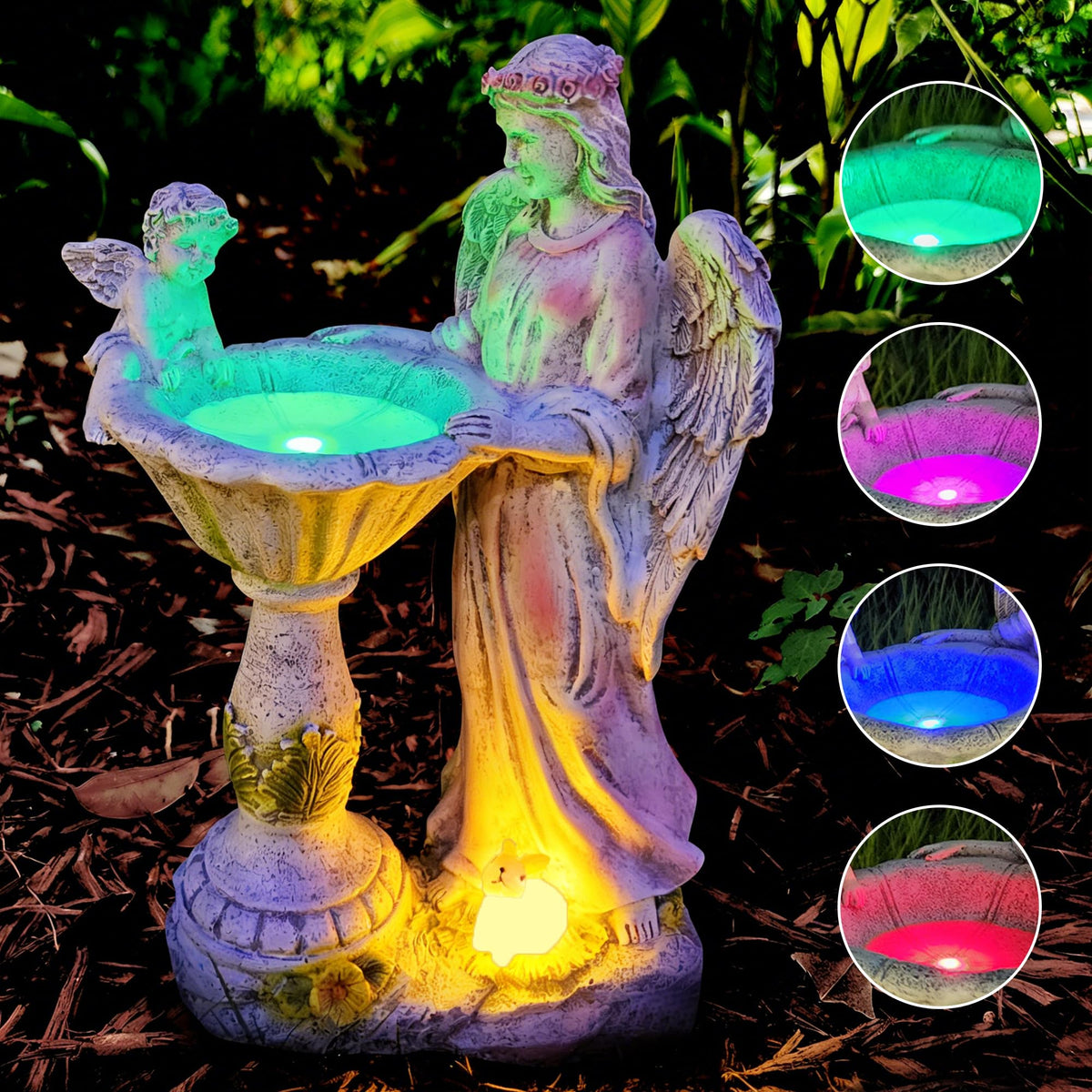 Voveexy front view angel statue showing decorative detail and garden charm