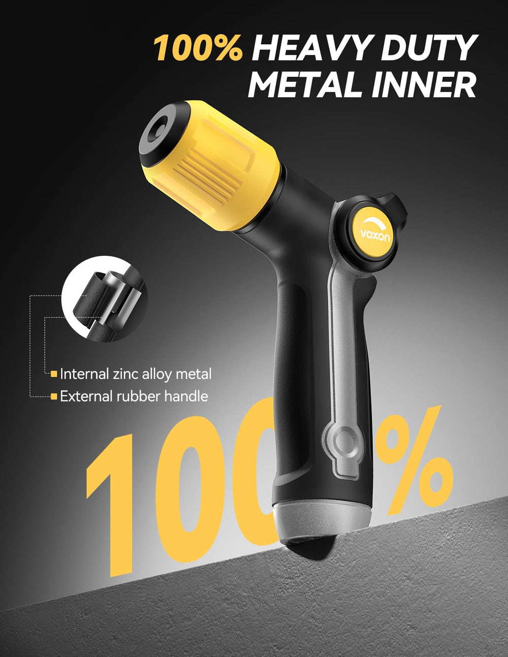 VOXON nozzle in garden setting demonstrating efficient outdoor cleaning and watering