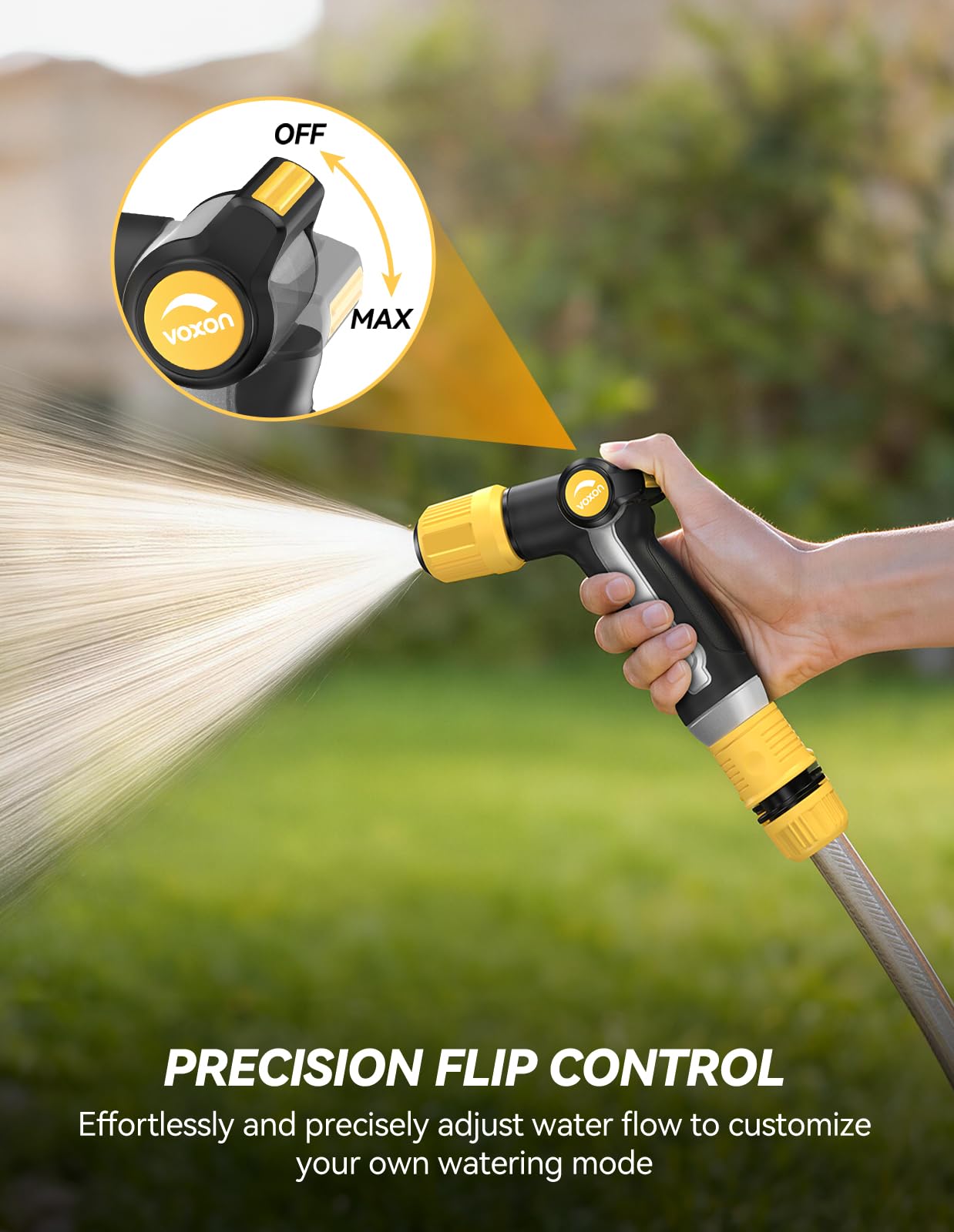 VOXON held in hand to show size and ergonomic control for reduced fatigue