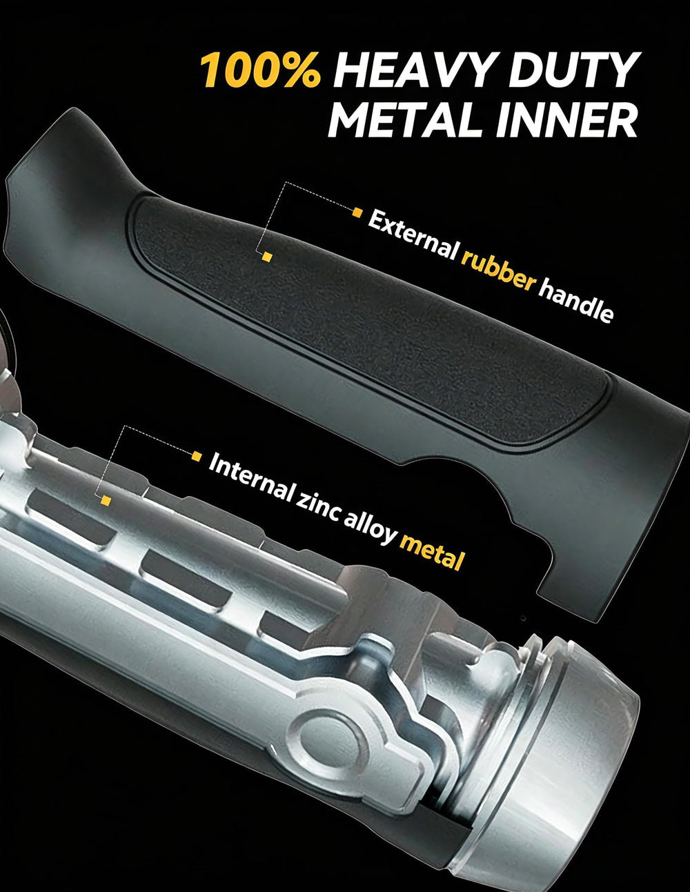 VOXON close-up of zinc-alloy texture conveying rust-resistant durability