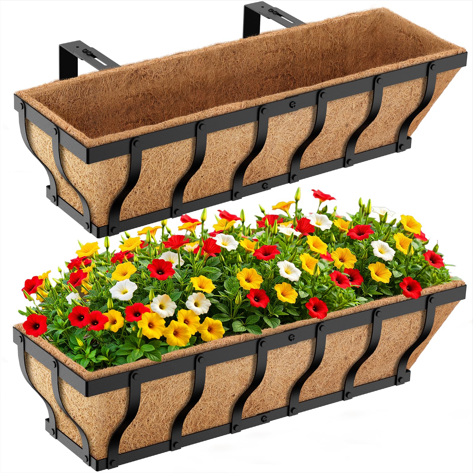 VOXOR front view railing planter showing sturdy frame and elegant shape benefits curb appeal