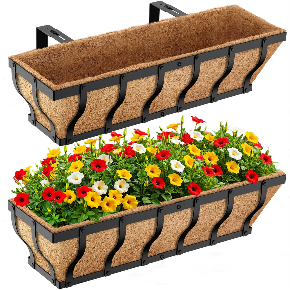 VOXOR front view railing planter showing sturdy frame and elegant shape benefits curb appeal
