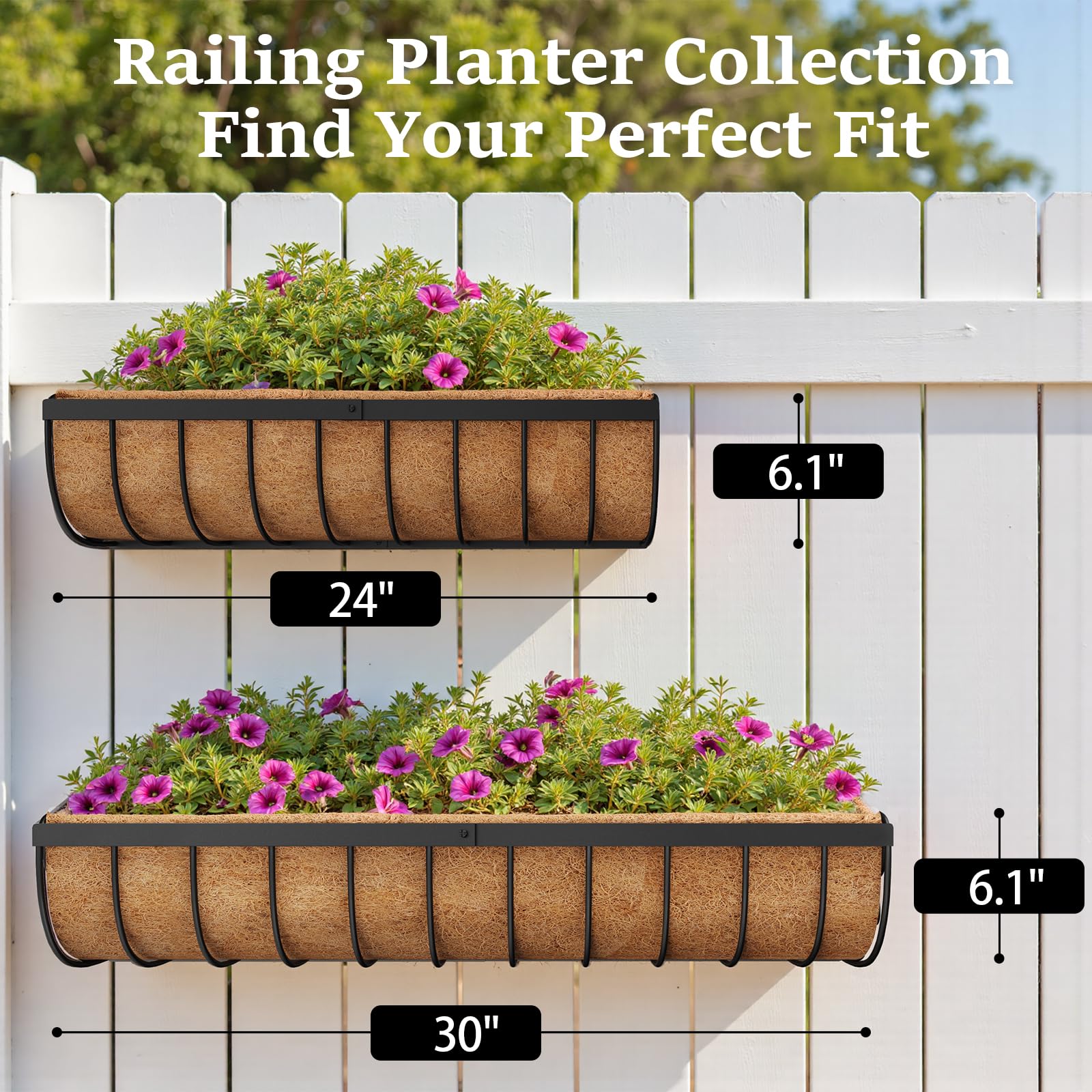 VOXOR planter depth comparison with hand showing 6.1-inch planting space for roots
