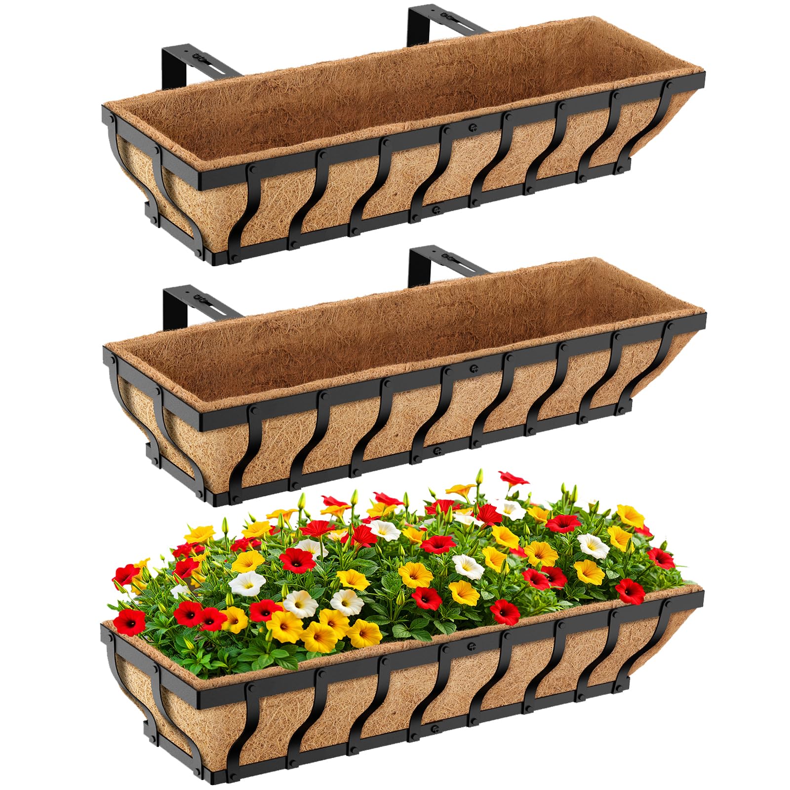VOXOR front view of 30 inch railing planter showcasing style and capacity