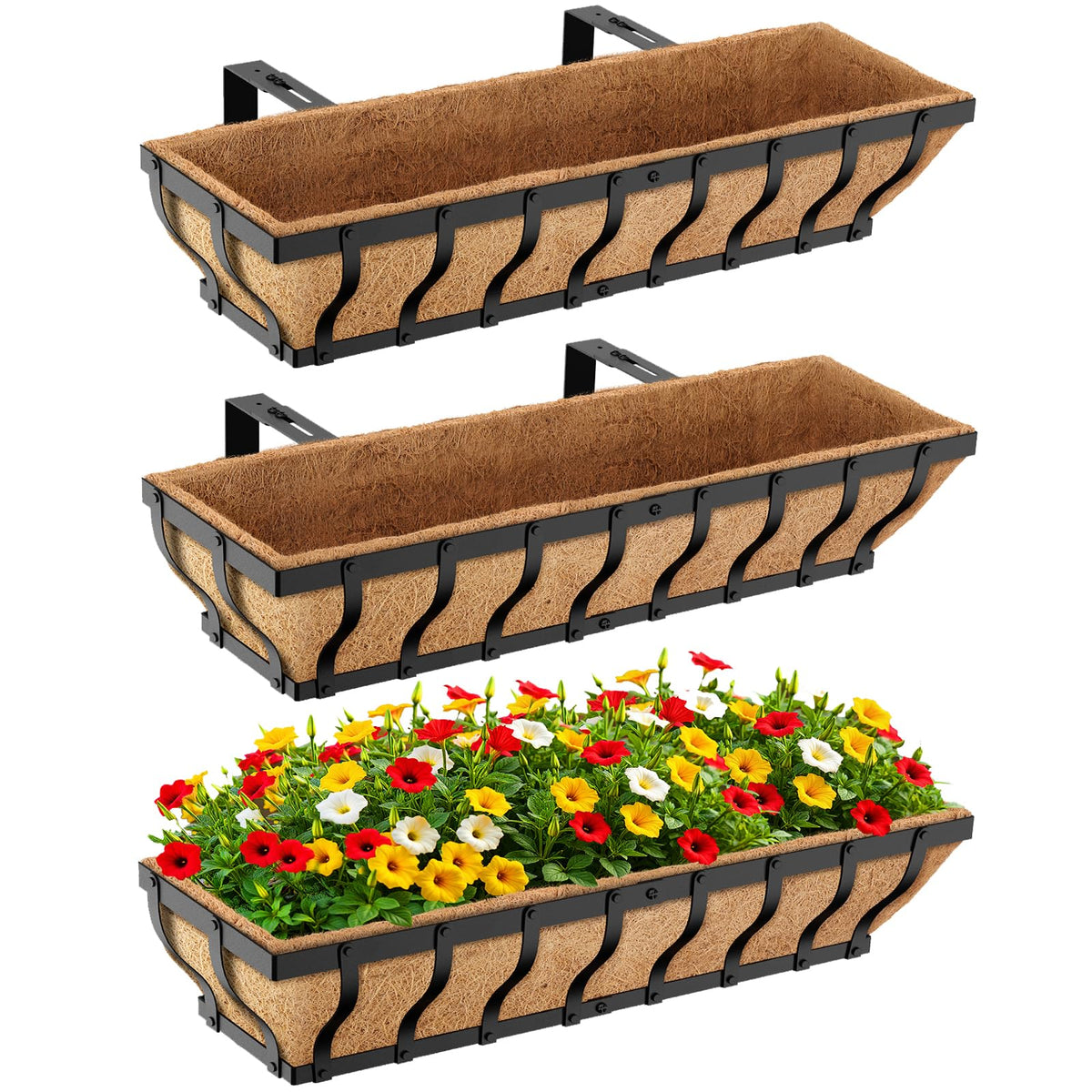 VOXOR front view of 30 inch railing planter showcasing style and capacity