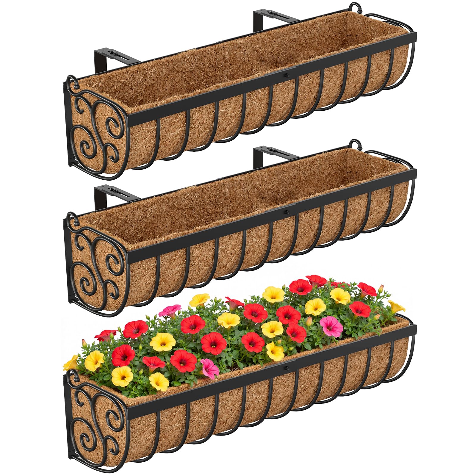 VOXOR front view of 30-inch railing planter showing clean half-round design and curb appeal