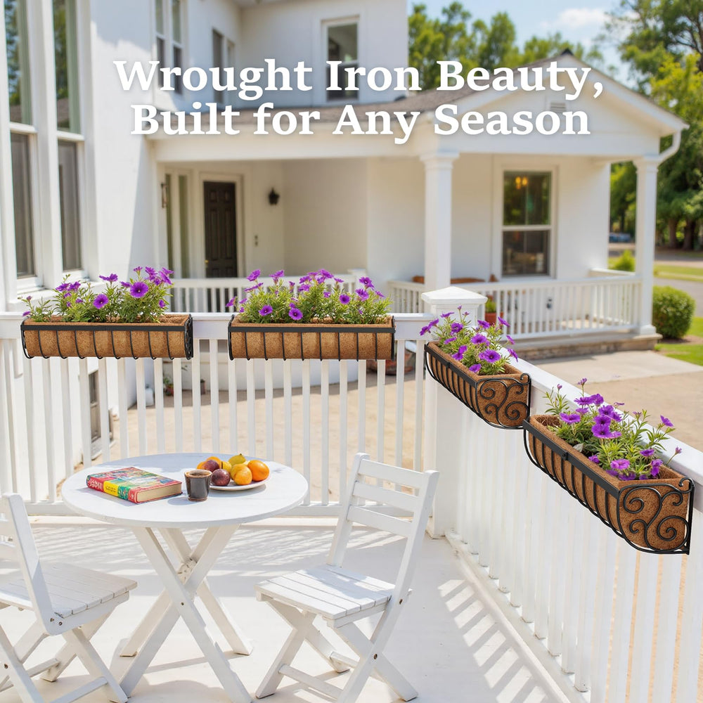 VOXOR two-pack on balcony with flowers illustrating compact garden and visual impact