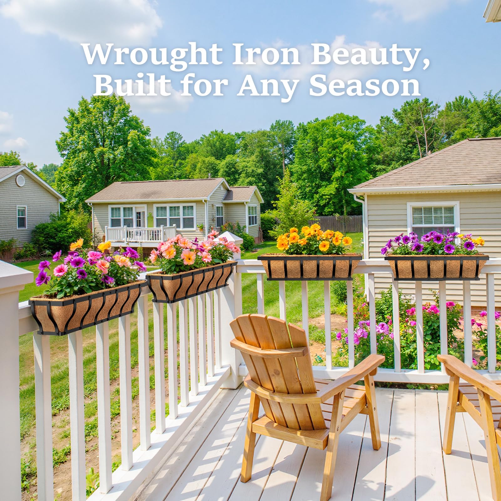 VOXOR lifestyle display on deck showing lush plants and curb appeal