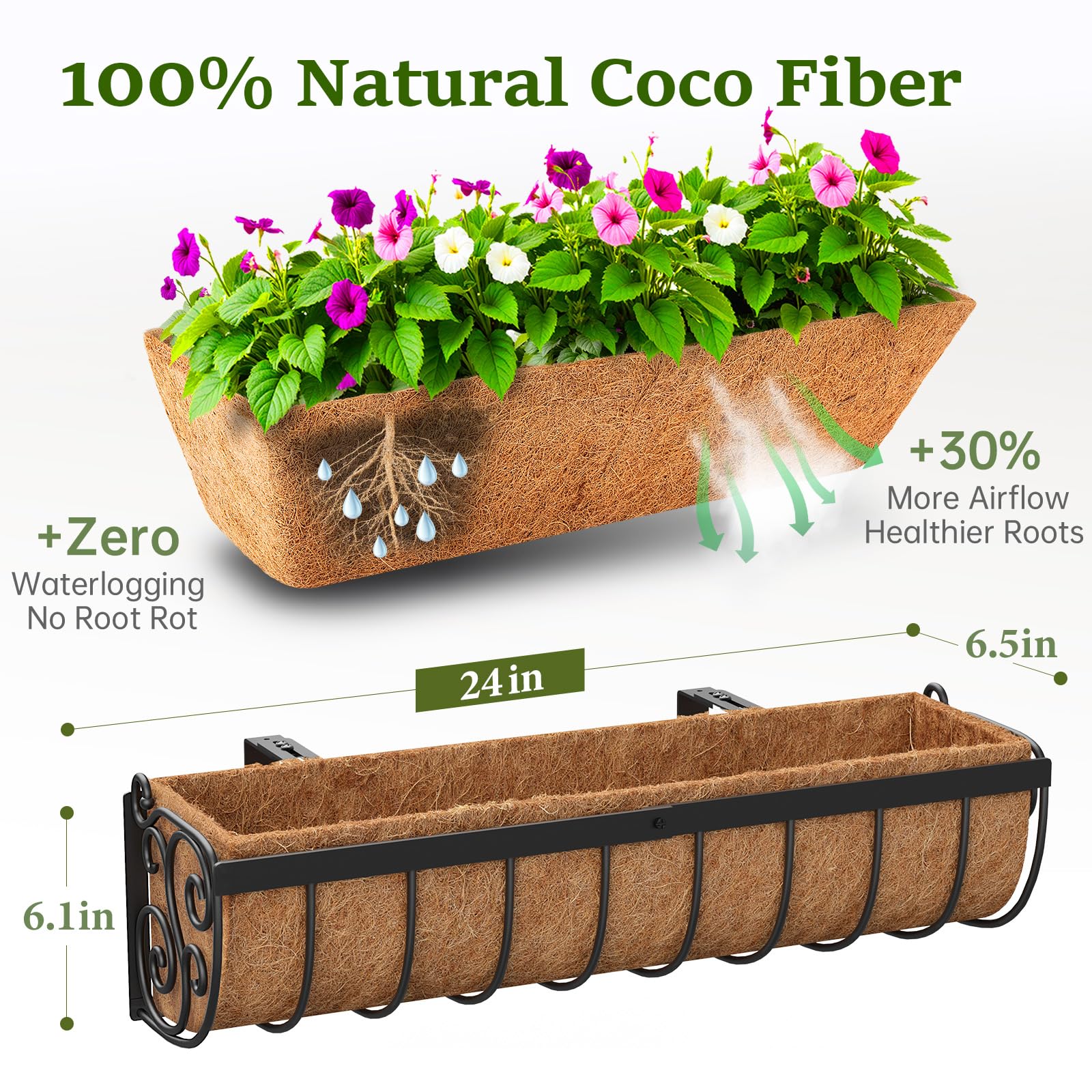 VOXOR planter securely mounted on balcony rail demonstrating stable installation benefit
