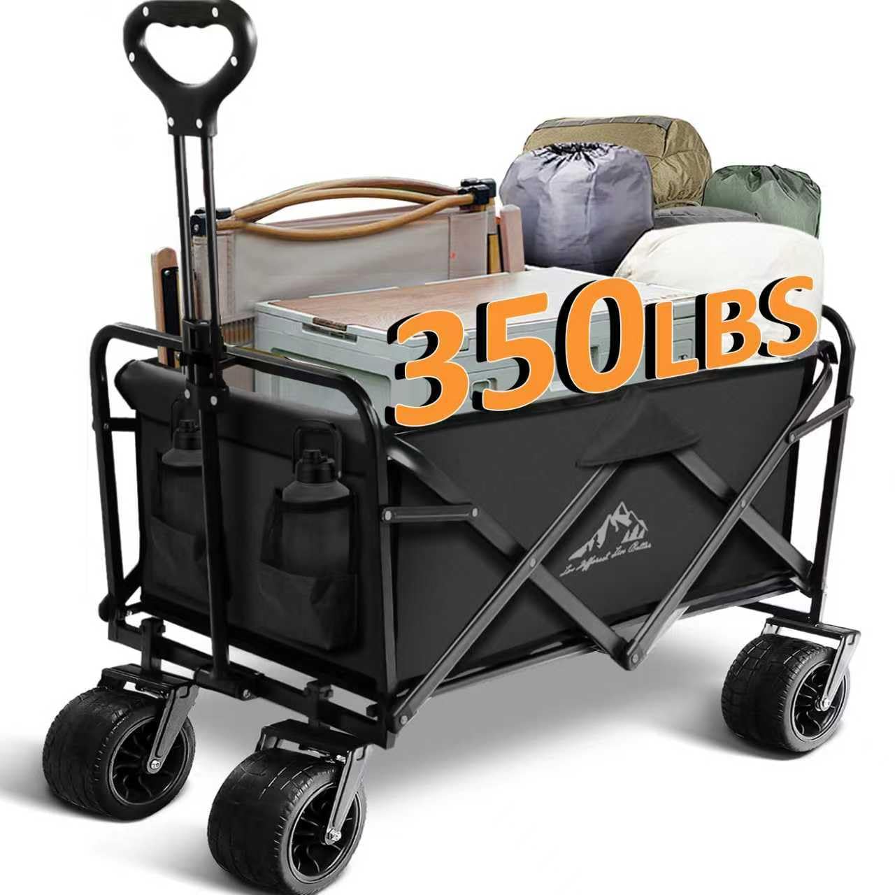 VOYSIGN foldable wagon front view showing sturdy frame and capacity benefit