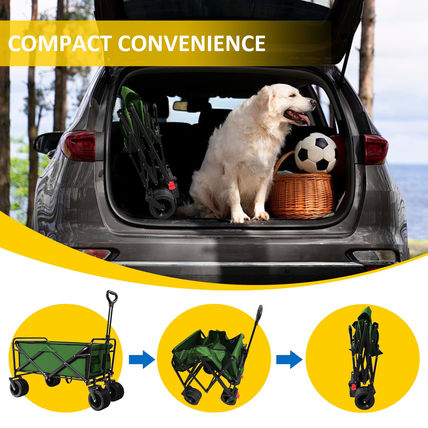 VOYSIGN folded wagon compact for storage and trunk-friendly transport