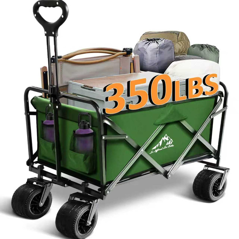 VOYSIGN front view of green wagon showing load capacity benefit