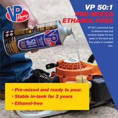 VP Racing back label with specs and safety details to reassure buyers
