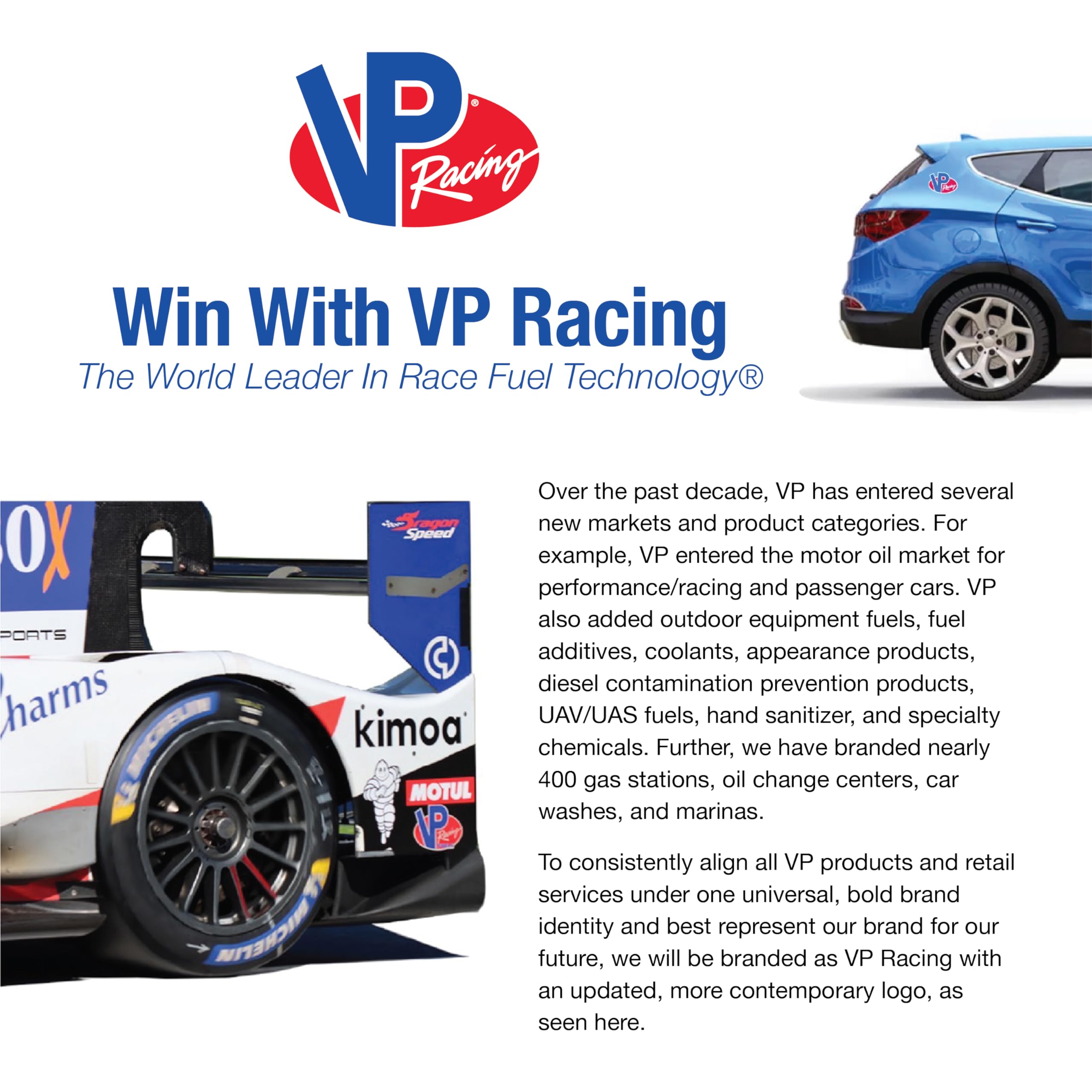VP Racing quart next to hand for scale showing portable size advantage