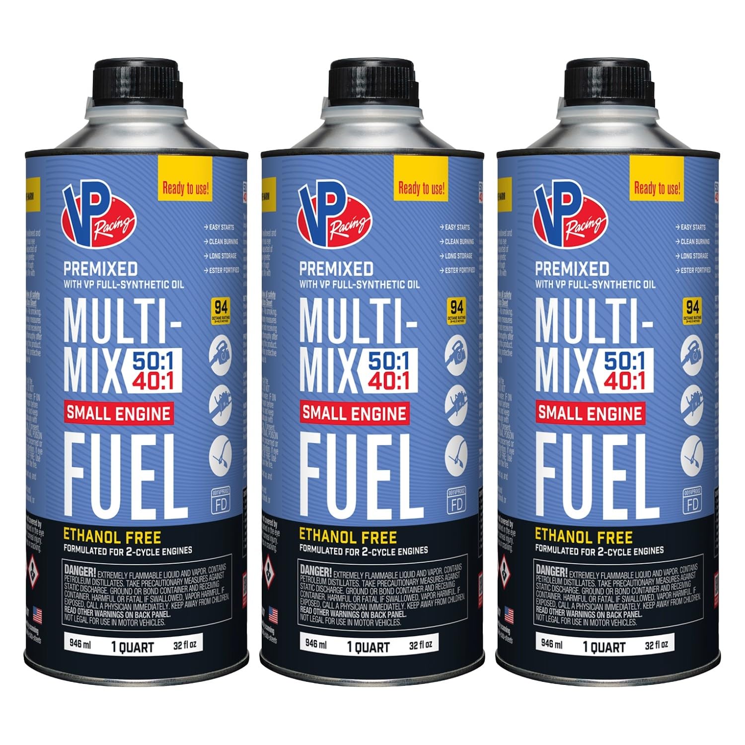 VP Racing Multi-Mix front packaging showing three quarts and convenience