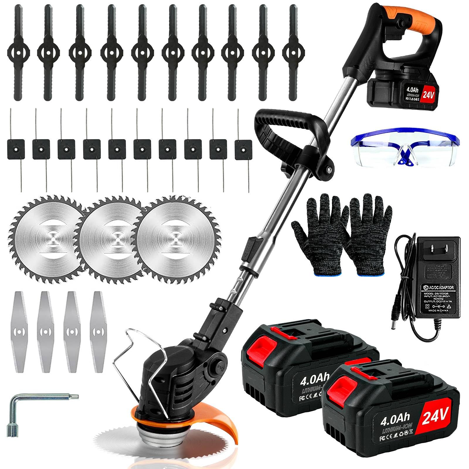 VQGCACG weed wacker front view showing compact orange body and controls for easy handling