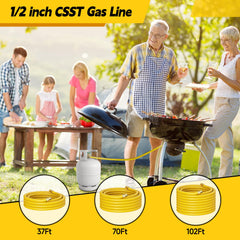 Vruelia CSST connected to outdoor grill showing fast, leak-reducing installation benefit