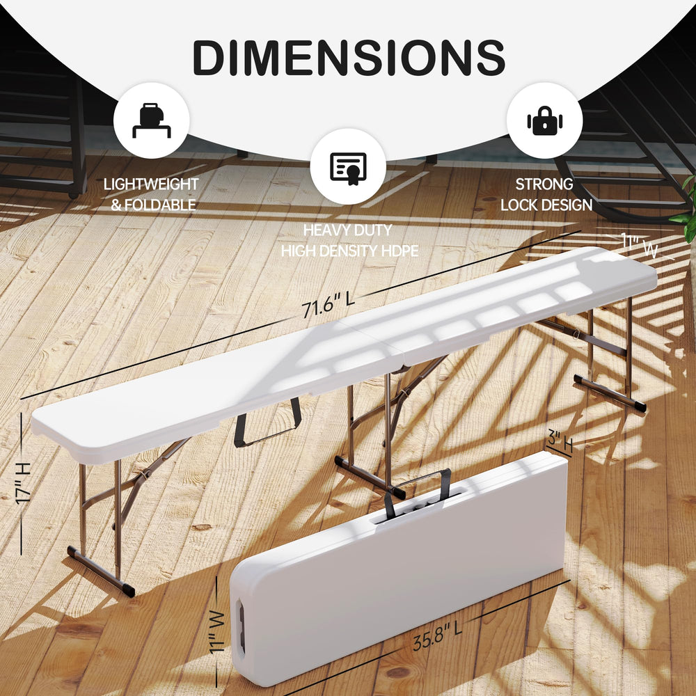 VSOAEIL bench folded flat with handle for easy transport and compact storage