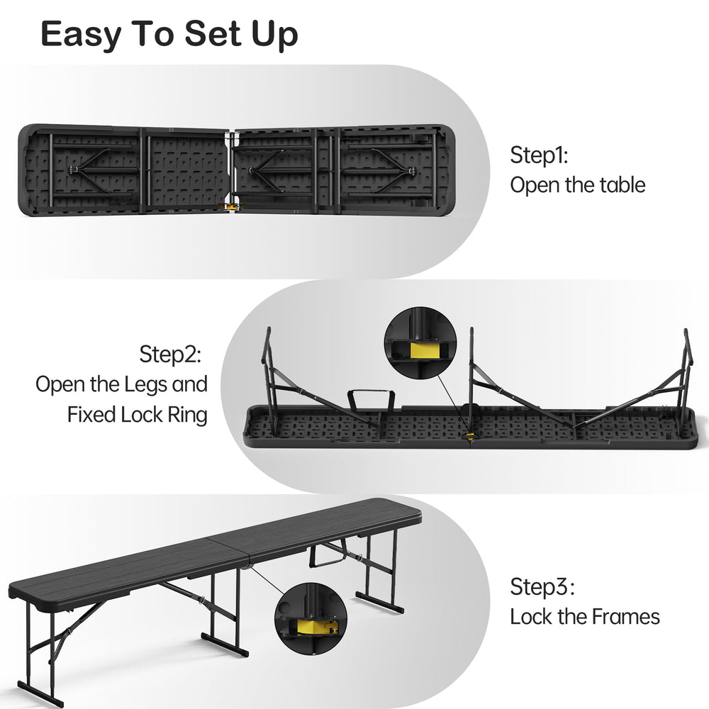 VSOAEIL bench set in outdoor picnic scene demonstrating weather-resistant performance