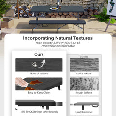 VSOAEIL bench seat texture close-up highlighting durable HDPE surface for easy cleaning