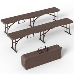 VSOAEIL front view of two benches showing portable seating and sturdy build