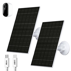 VUEBEE solar panel front view showing compact two-pack and durable frame benefit