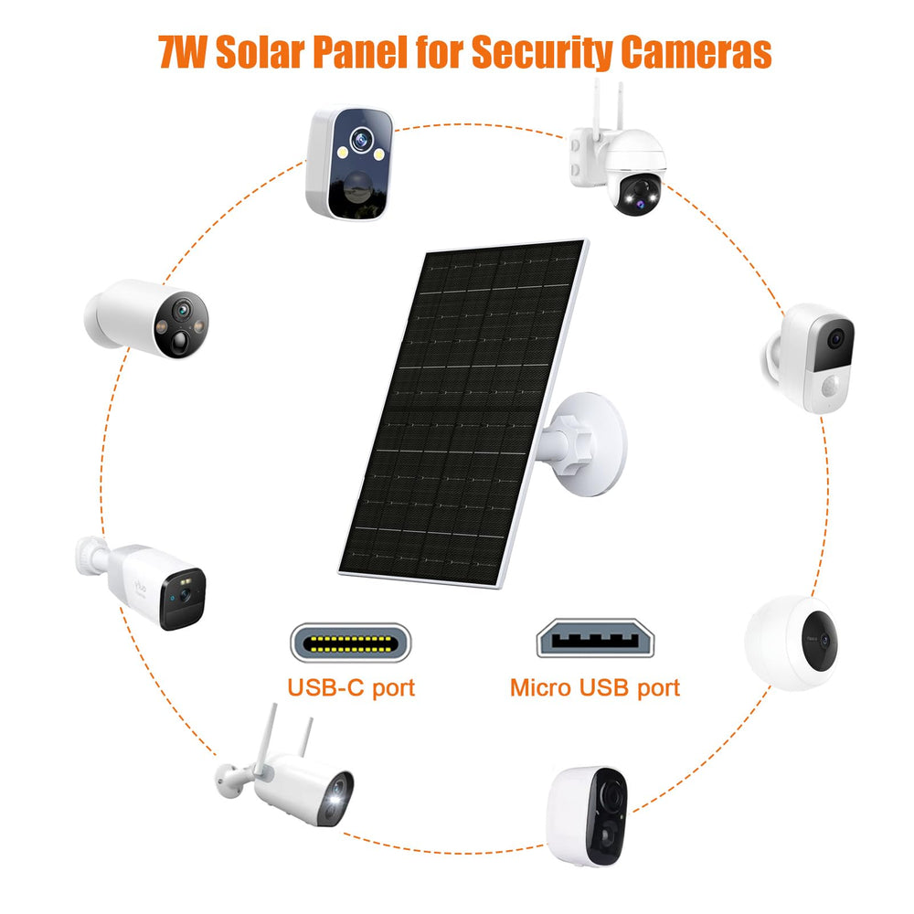 VUEBEE solar panel in backyard scene keeping Arlo camera charged for reliable monitoring