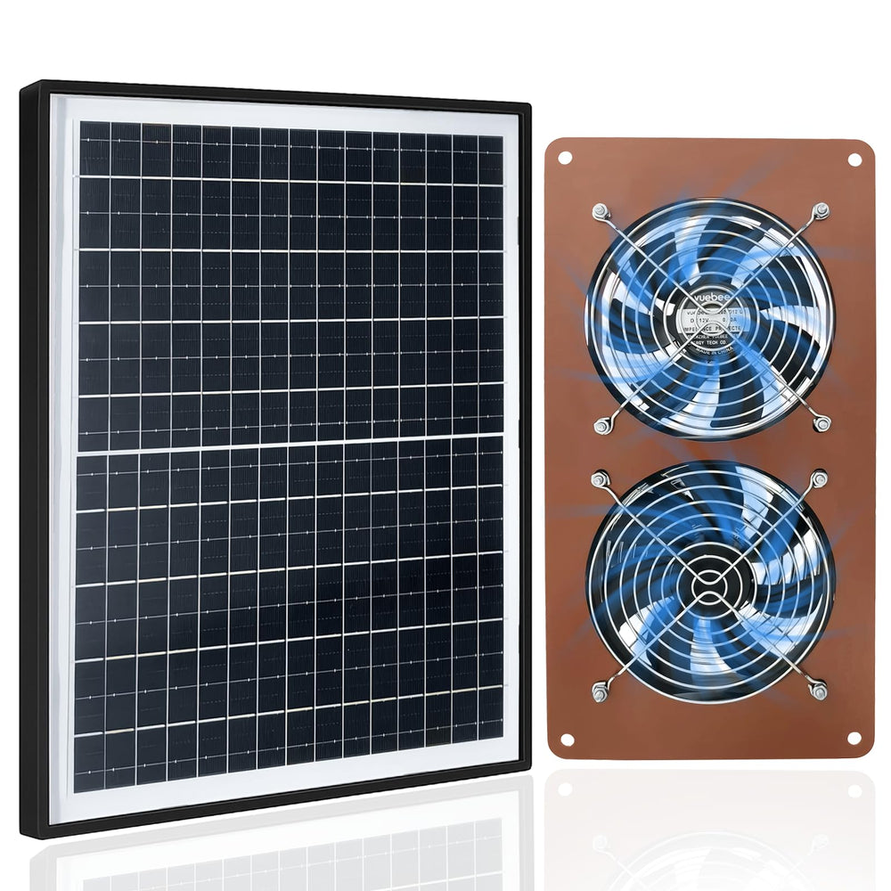VUEBEE solar panel front view showing durable glass and frame, ensures reliable power