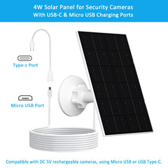 VUEBEE solar panel mounted on a fence powering an outdoor camera for continuous monitoring