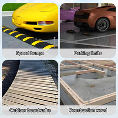 VVOKGO stakes securing a speed bump in asphalt, demonstrates stable anchoring under vehicles
