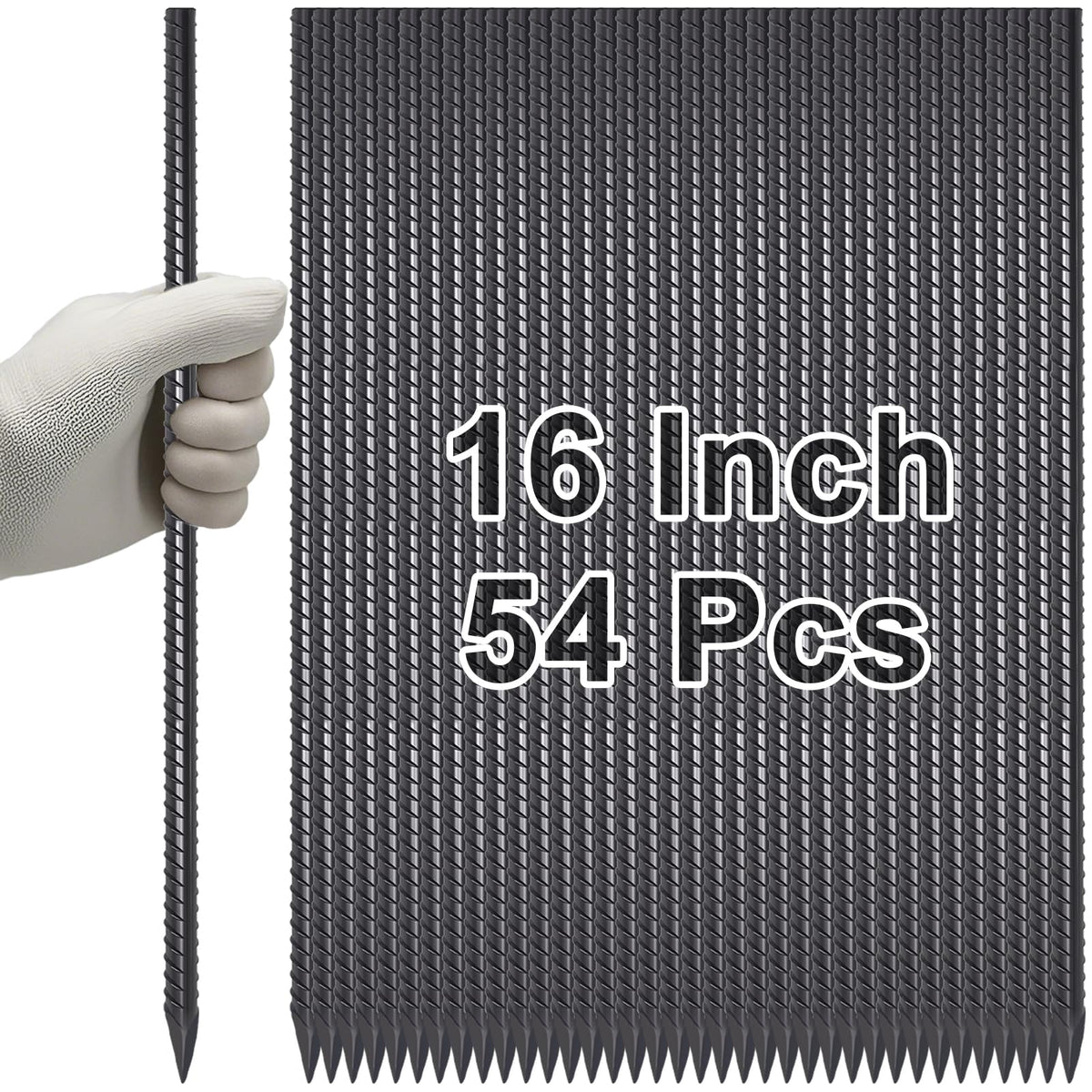VVOKGO front view of 12-pack rebar stakes showing packaging and convenience