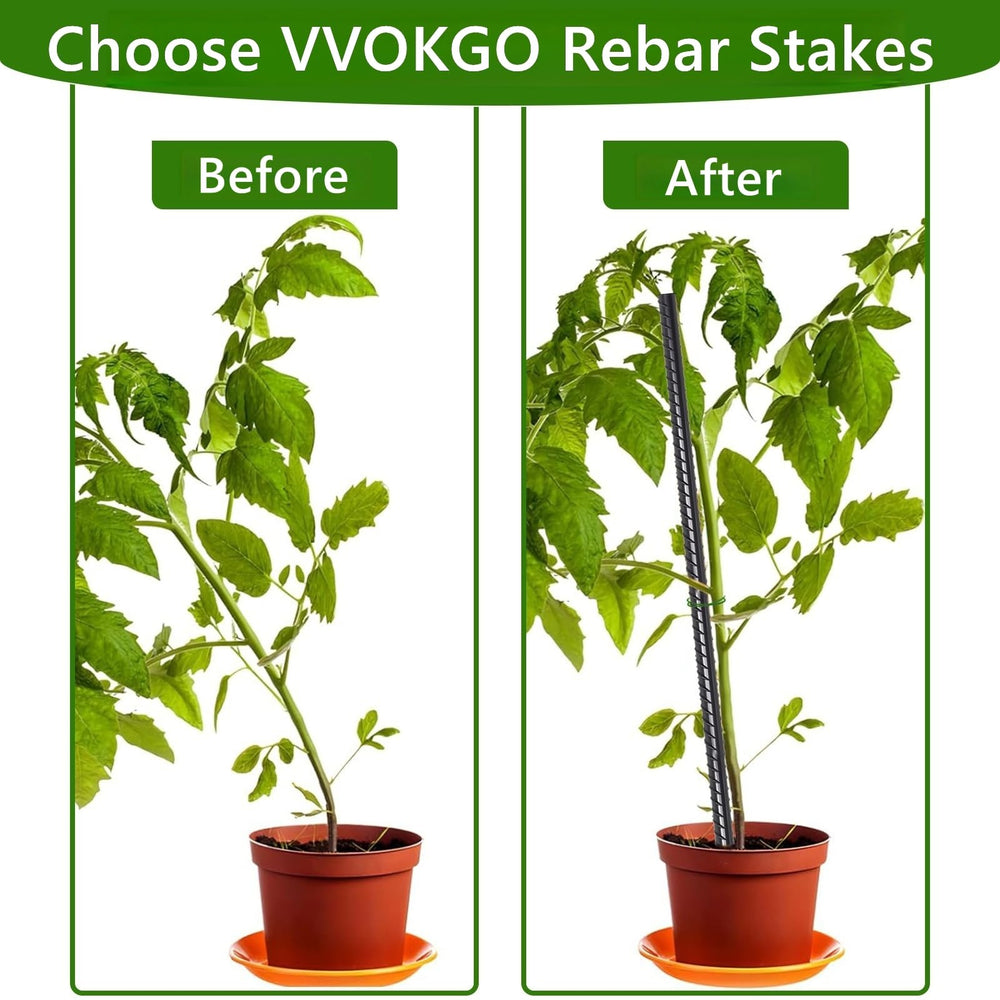 VVOKGO stakes beside tape measure showing 16-inch scale and strength