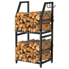 VyGrow front view of rack showing tidy stacked wood and stable frame benefit